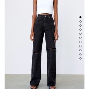 ZARA - WIDE LEG FULL LENGTH RIPPED JEANS